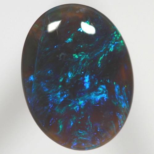 SOLID BLACK CRYSTAL OPAL Bright peacock blue and emerald green